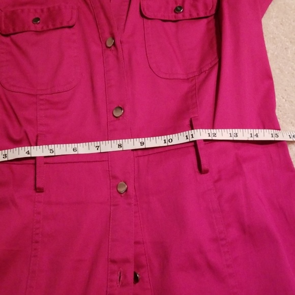 Worn once Raspberry Button Down Dress - Picture 4 of 7
